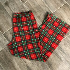 Women’s Christmas Plaid thin fleece pajama bottoms pants Large